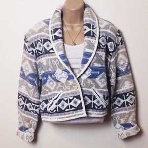 VINTAGE tribal / western jacket white and blue